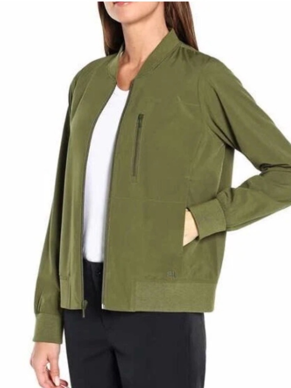 NEW Banana Republic Women's Lightweight Bomber Jacket Zippered Pocket Green L